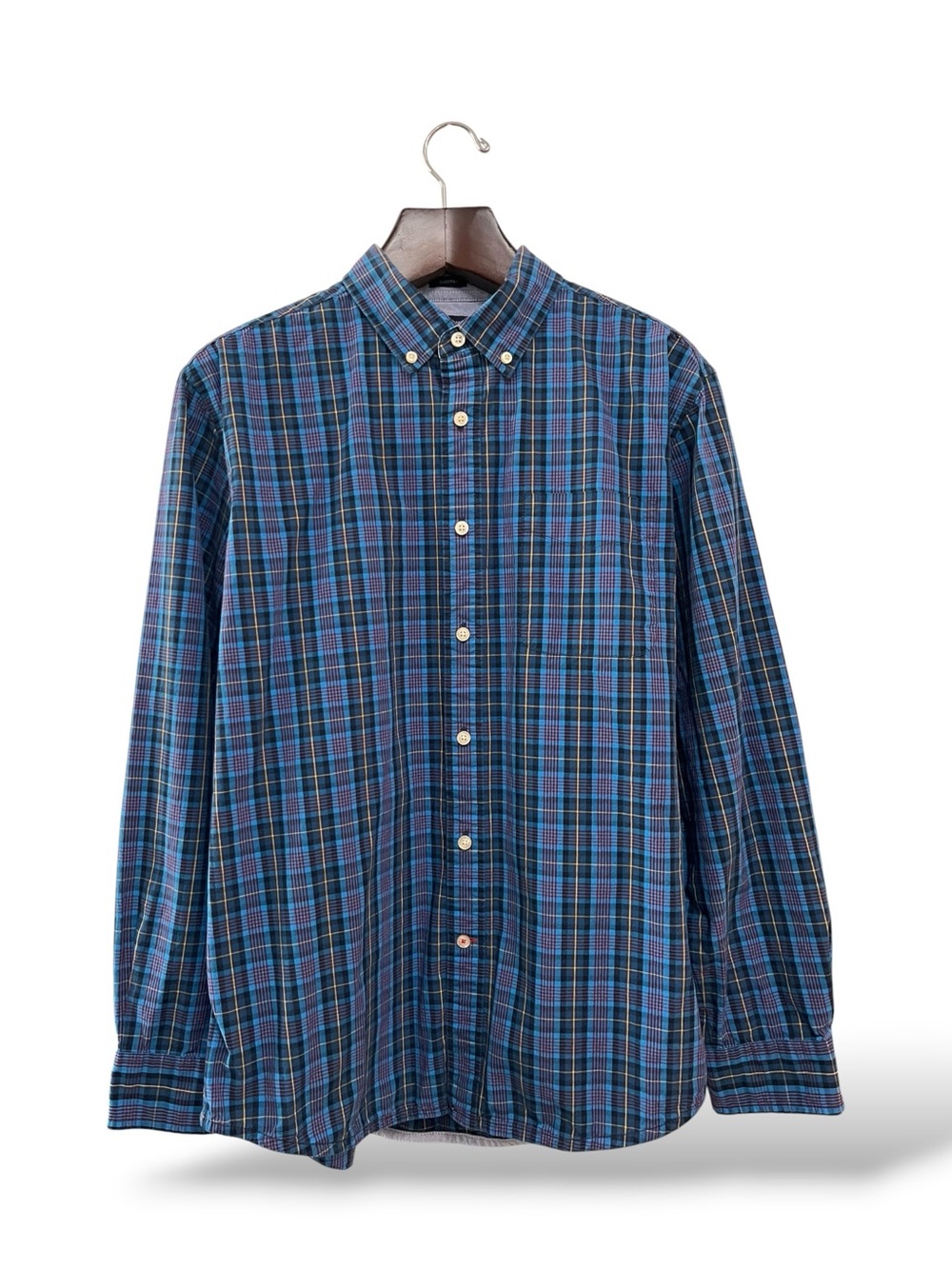 Tommy Hilfiger Blue Plaid Classic Button-Down Shirt, L